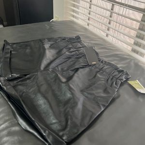 Black pleather short set